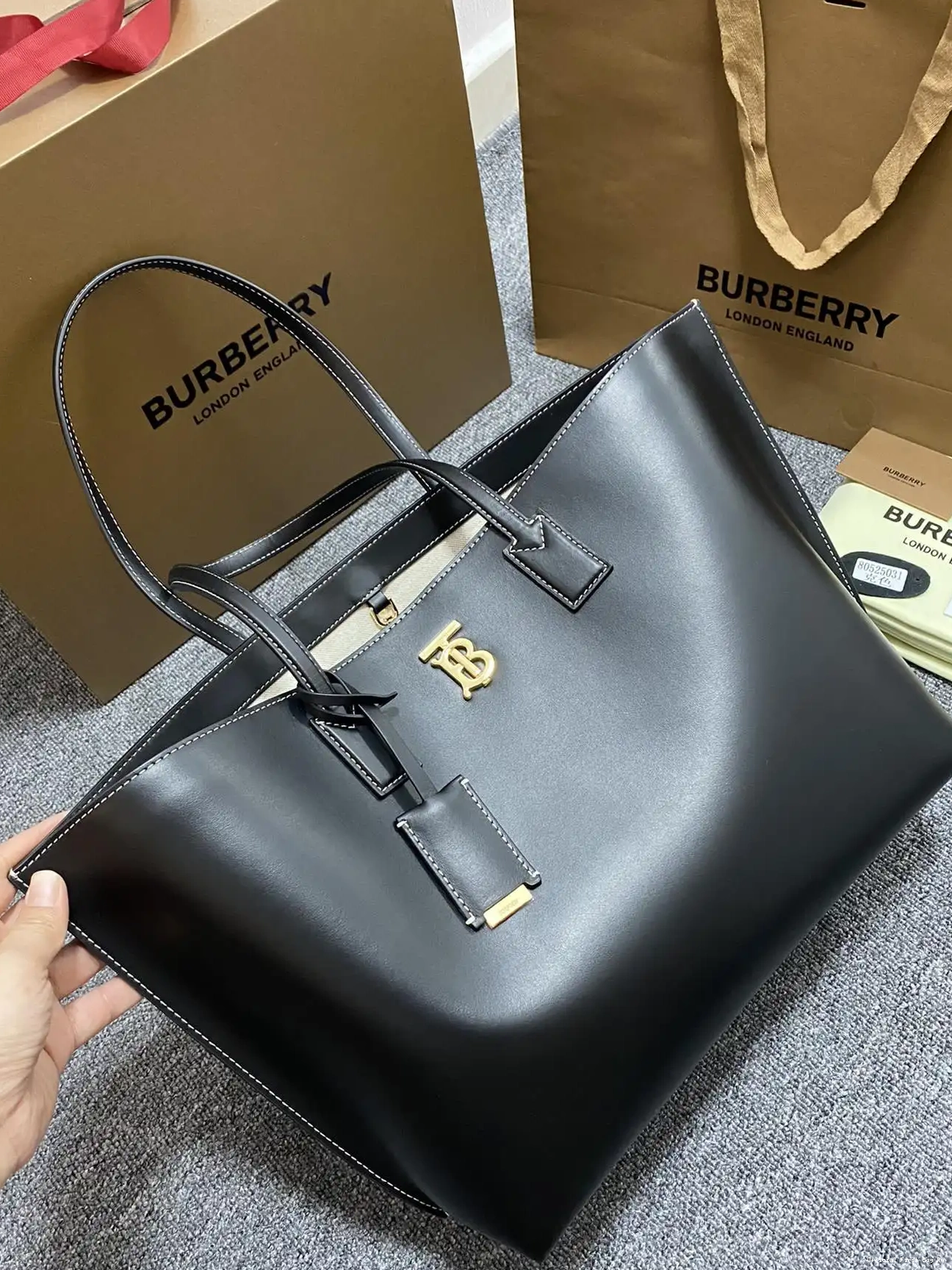 Official First Bag Ru BURBERRY bag-34*14*28CM Medium Tote Check 0609